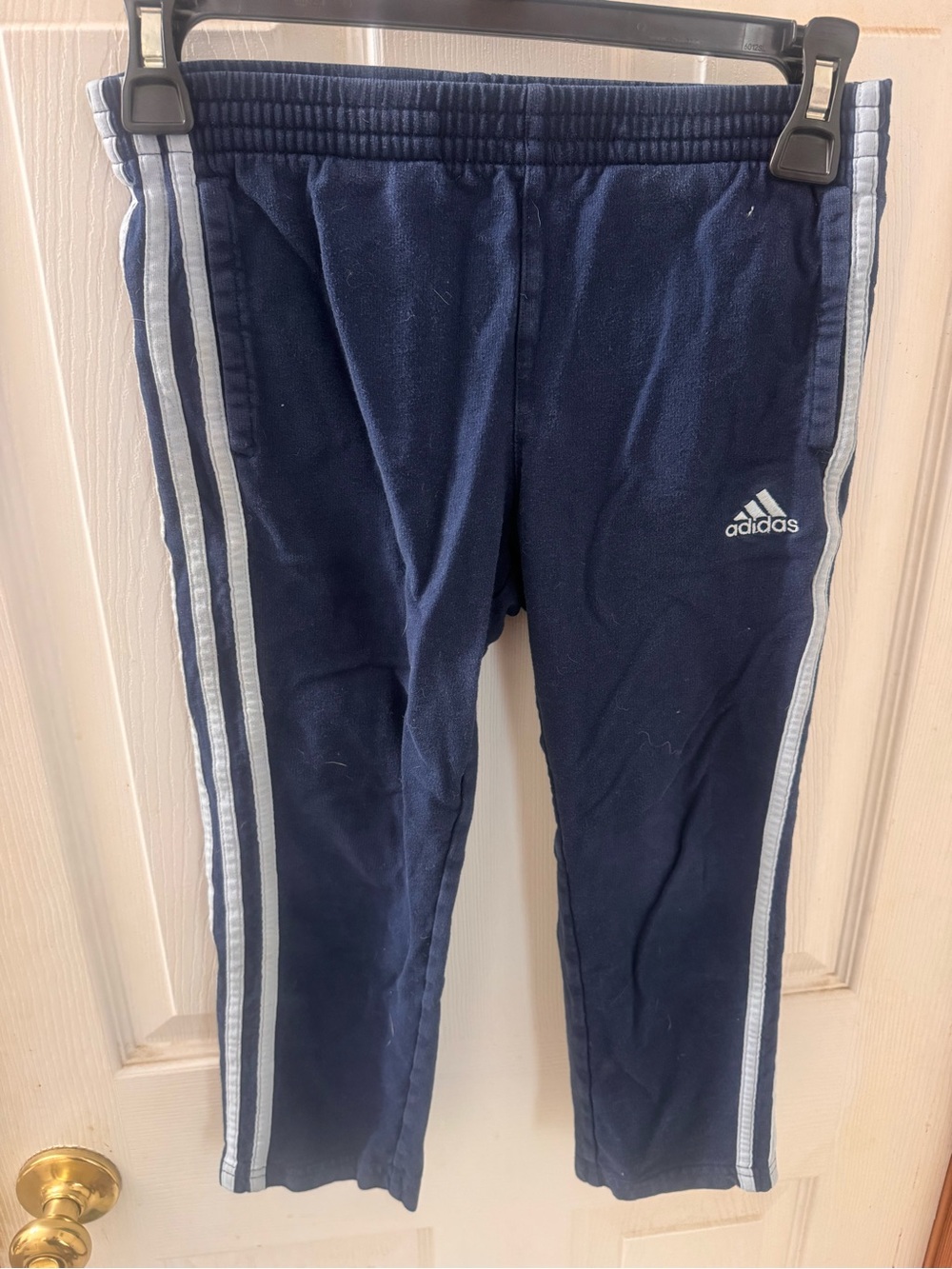 adidas Kids Navy Blue Track Pants with Side Stripes cotton